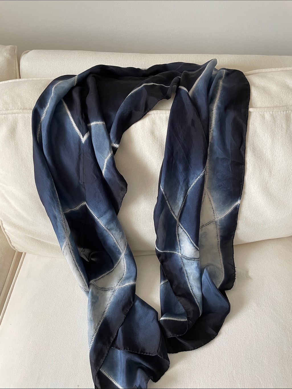 Eileen Fisher Navy Blue Ombre Silk Scarf